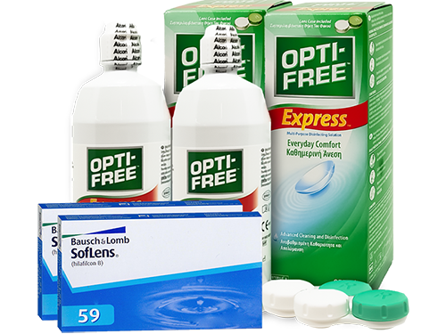 Lentes de Contato Soflens 59 + Opti-Free Express - Packs