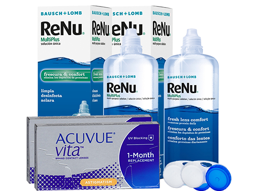 Lentes de Contato Acuvue Vita for Astigmatism + Renu Multiplus - Packs
