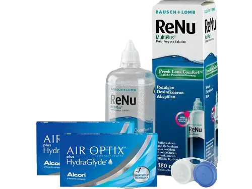 Lentes de Contato Air Optix Plus HydraGlyde + Renu Multiplus - Packs