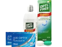 Lentes de Contato Air Optix Plus HydraGlyde + Opti-Free Express - Packs