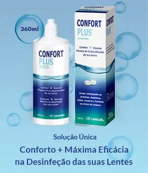 Confort plus Solução Única conforto e máxima eficácia na desinfeção das suas lentes