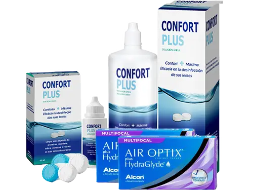 Lentes de Contato Air Optix Plus HydraGlyde Multifocal + Confort Plus - Packs
