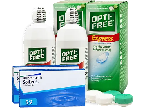 Lentes de Contato Soflens 59 + Opti-Free Express - Packs