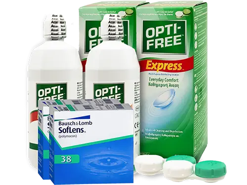 Lentes de Contato Soflens 38 + Opti-Free Express - Packs